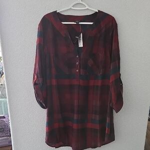 Torrid Red and Black Plaid Shirt